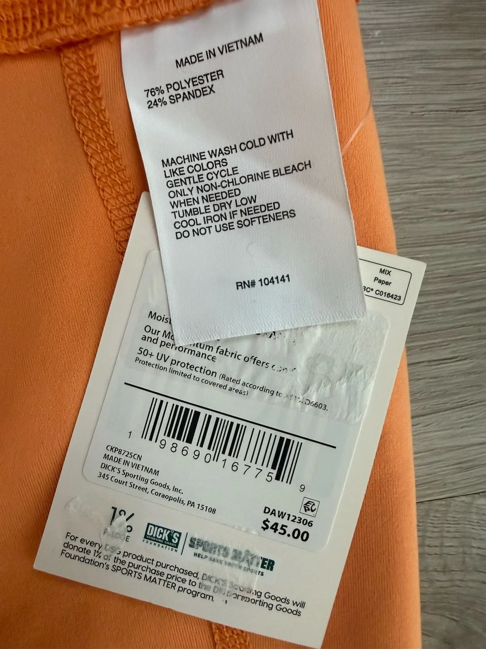 NWT DSG  (Dick’s Sporting Goods) Momentum High Rise 7/8 Leggings - Orange